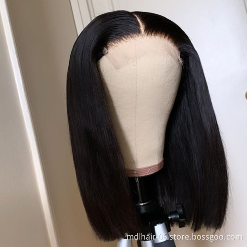Wholesale Virgin Cuticle Aligned Hair 4X4 Lace Closure Bob Wig For Black Women Raw Peruvian Hair Lace Closure Wig